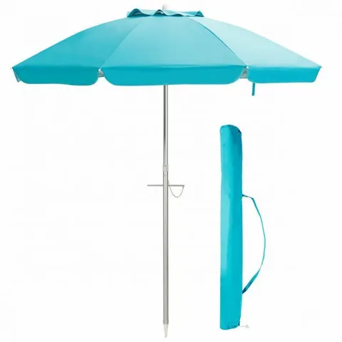 BOXED COSTWAY 6.5FT PATIO BEACH UMBRELLA SUN SHADE TILT CARRY BAG - BLUE