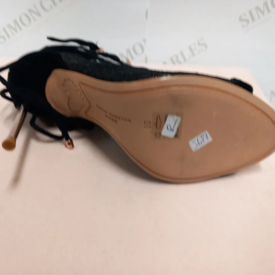 BOXED PAIR OF SOPHIA WEBSTER SELINA BLACK AD ROSE GOLD SANDAL BOOTIE SIZE 38