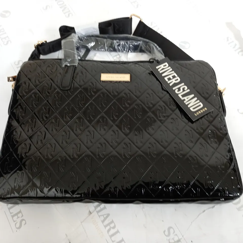 RIVER ISLAND BLACK PU LOGO BAG