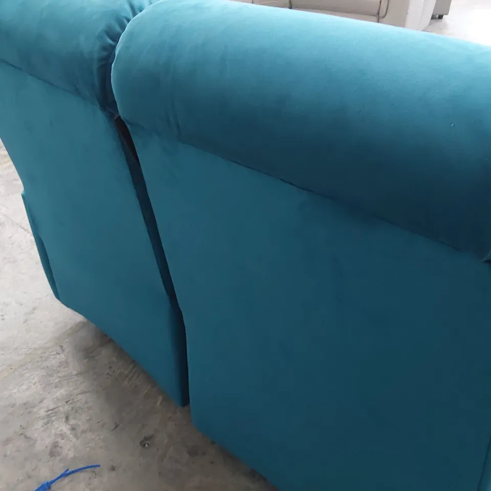 QUALITY BRITISH DESIGNER G PLAN HAMILTON MANUAL RECLINING TWO SEATER SOFA PLUSH MALLARD FABRIC 