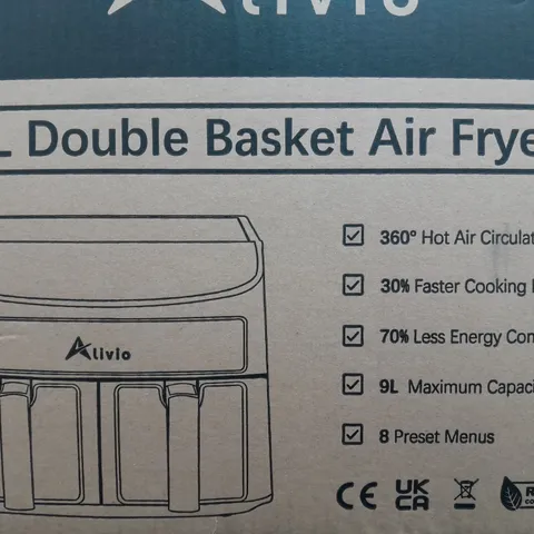 BOXED ALIVIO 9L DOUBLE BASKET AIR FRYER