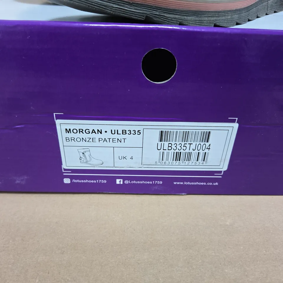 LOTUS  - MORGAN BRONZE PATENT LADIES BOOTS - UK SIZE 4 (BOXED)