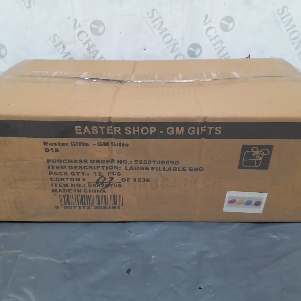 LOT OF 12 BOXED AS NEW LARGE FILLABLE EGGS