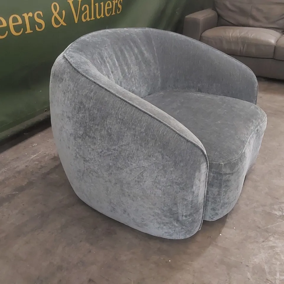 DANETTI ZOEY BLUE GREY FABRIC ARMCHAIR
