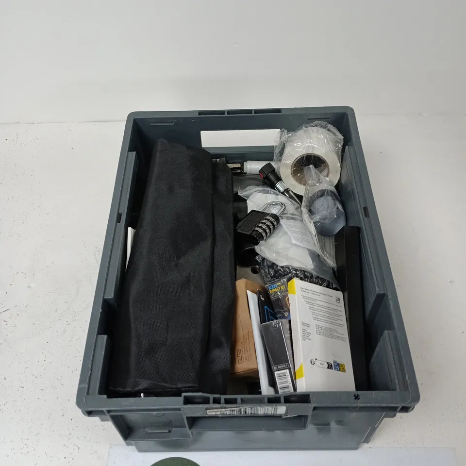 TOTE OF APPROXIMATELY 15 ASSORTED ITEMS TO INCLUDE: BRAKE BLEED KIT 