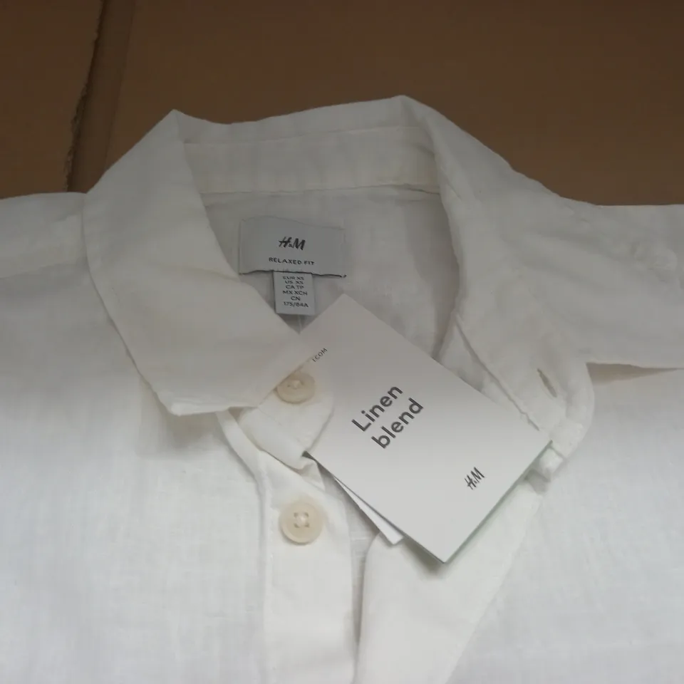 H&M LINEN BLEND SHORT SLEEVE SHIRT - EUR XS