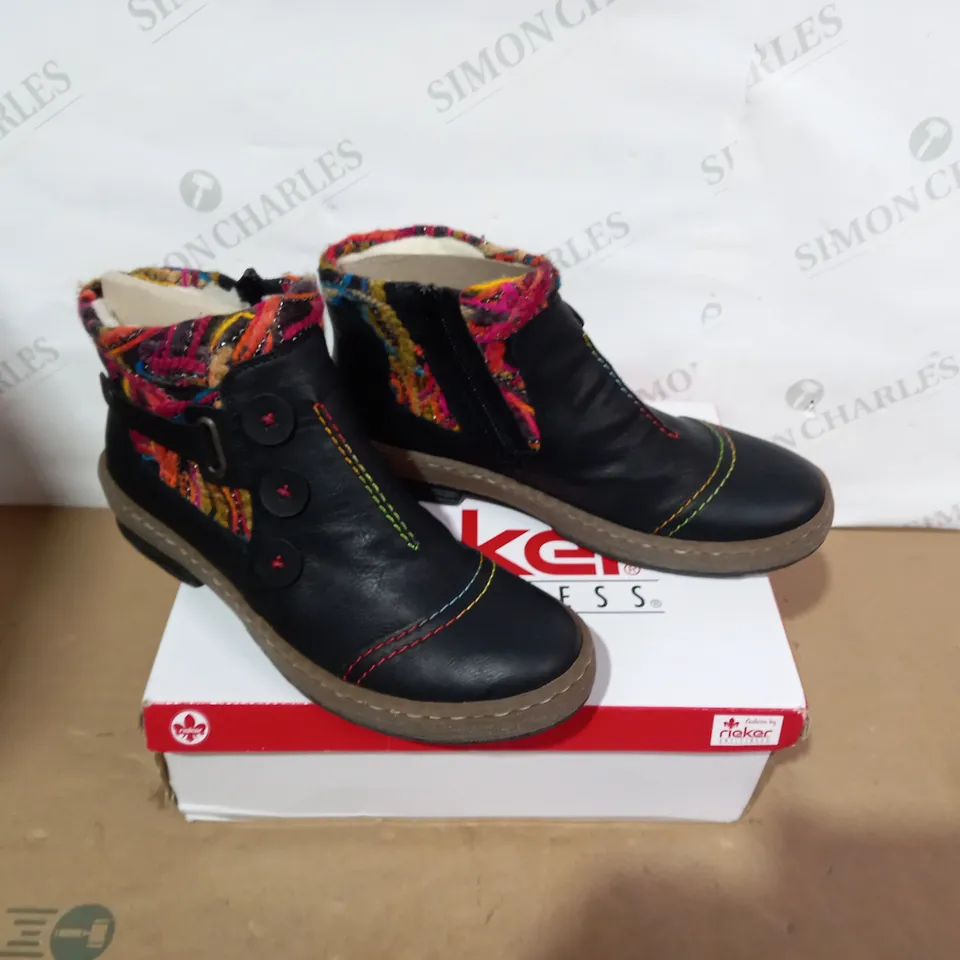 BOXED PAIR OF RIEKER BOOTS - SIZE 42