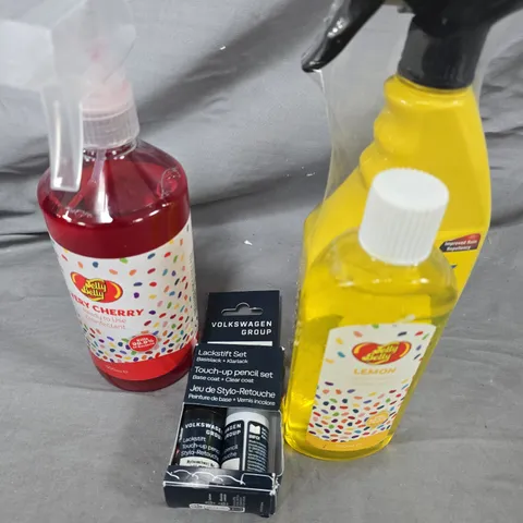 BOX OF ASSORTED CAR ITEMS TO INCLUDE - JELLY BERRY DISINFECTANT - RAIN X - MILLERS OILS CVL - COLLECTION ONLY 