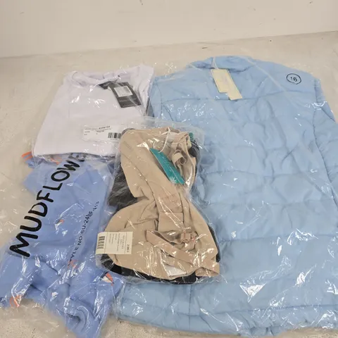 APPROXIMATELY 30 ASSORTED CLOTHING ITEMS IN VARIOUS SIZES, STYLES & COLOURS TO INCLUDE BRANDS SUCH AS EMRECO, BELLA BODIES, CHARLOTTE WEST, ETC - COLLECTION ONLY