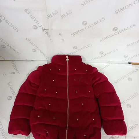 GIRLS CARAMELO DIAMANTE VELVET PADDED COAT SIZE 5-6 YEARS