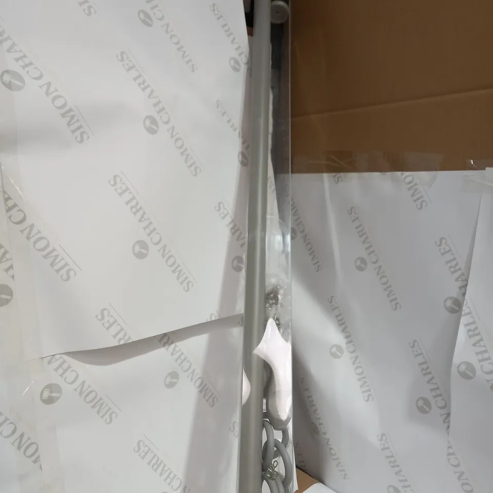 UNIVERSAL GREY WOODEN CURTAIN POLE KIT - APPROX 120CM LENGTH