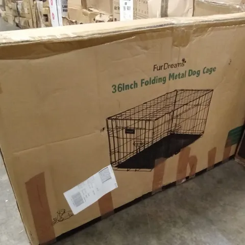 BOXED FUR DREAMS 36" FOLDING METAL DOG CAGE