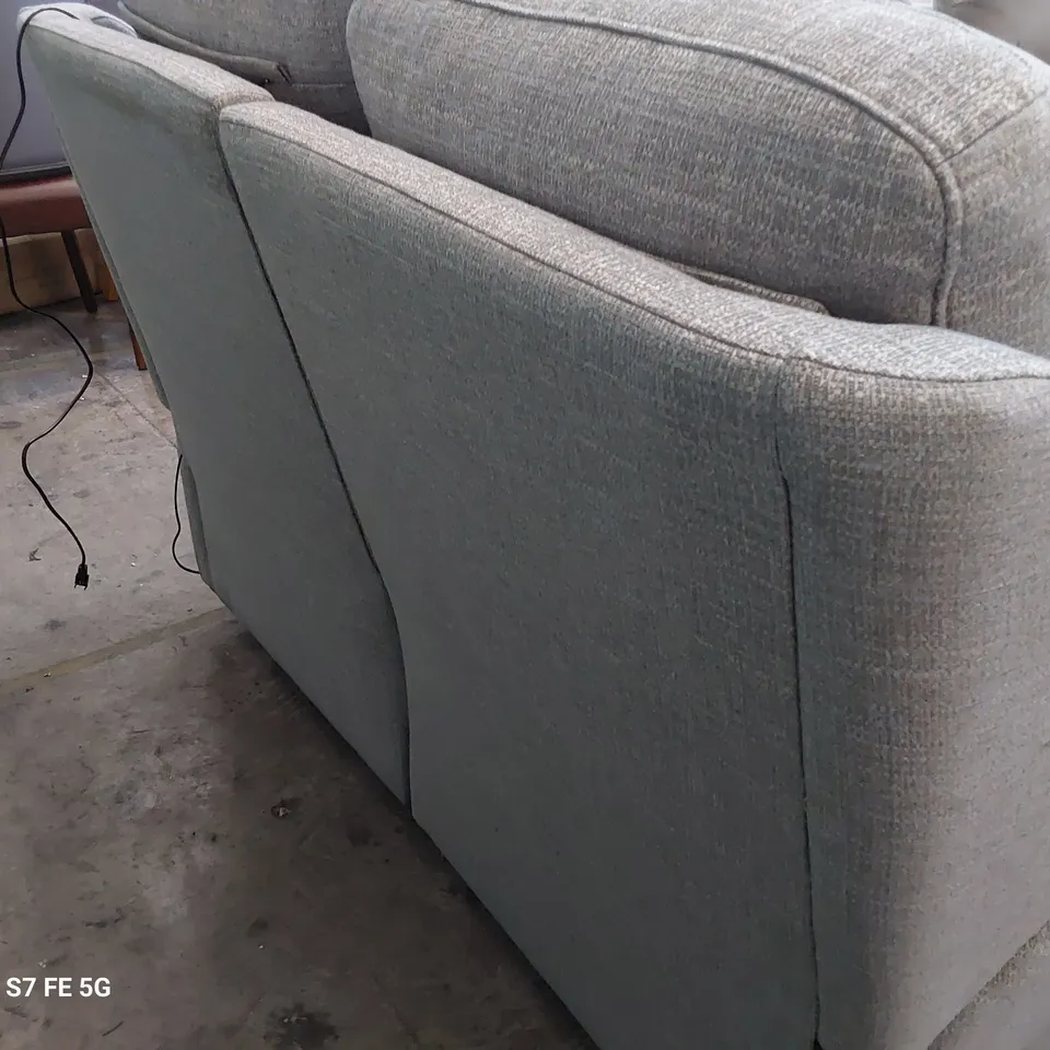 QUALITY BRITISH DESIGNER G PLAN KINGSBURY POWER RECLINING TWO SEATER SOFA LIMA DUCK EGG FABRIC 