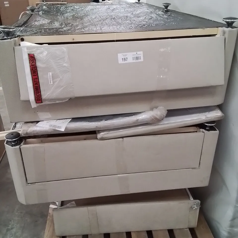 PALLET CONTAINING VARIOUS DIVAN BED PARTS AND HEADBOARD 