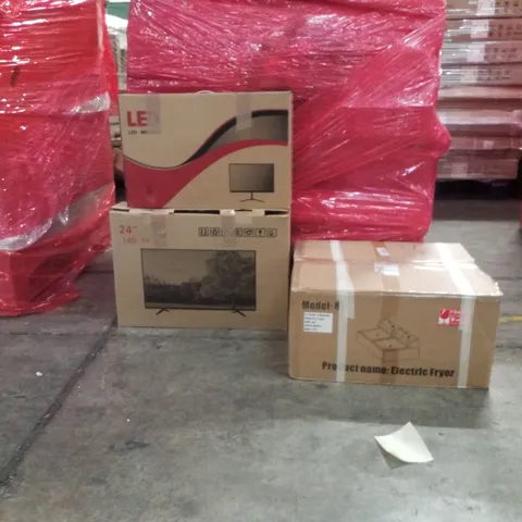 PALLET OF ASSORTED HOUSEHOLD GOODS AND PRODUCTS TO INCLUDE;LED MONITOR,LED TV,ELECTRIC FRYER