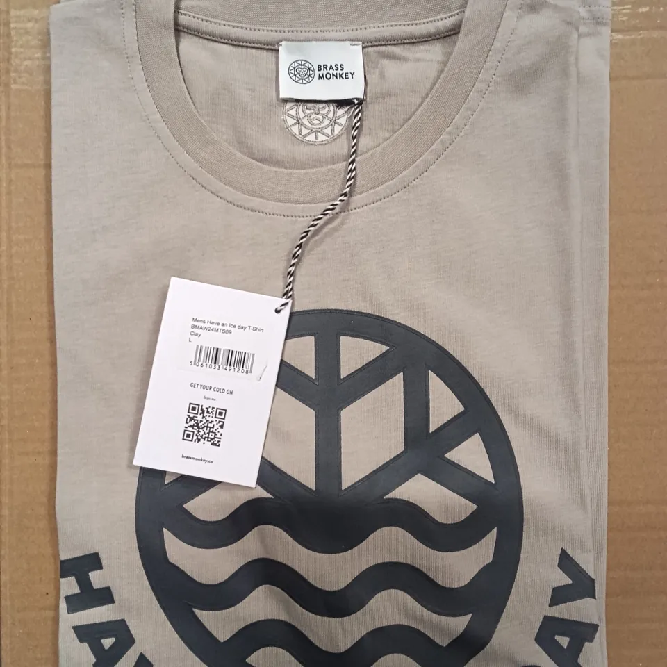 BOX OF BRAND NEW BRASS MONKEY T-SHIRTS - CLAY SIZE LARGE APPROXIMATELY 10
