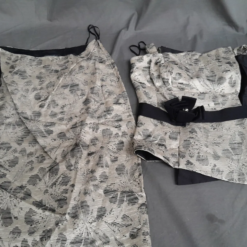JOHN CHARLES SKIRT, TOP AND JACKET SET IN CHAMPAIGNE AND BLACK - 12