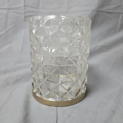 YANKEE CANDLE CRYSTAL GLASS VASE WITH DIAMOND PATTERN – CLEAR