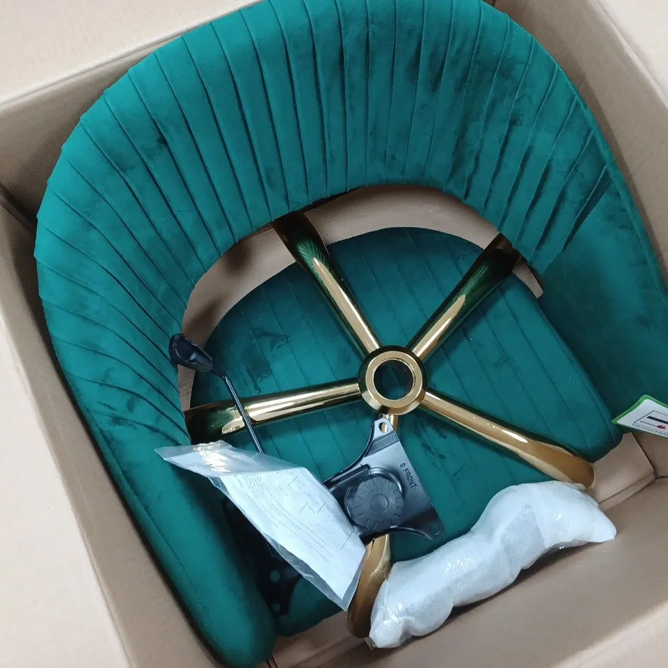 BOXED MY HOME STORIES VELVET DESK CHAIR 