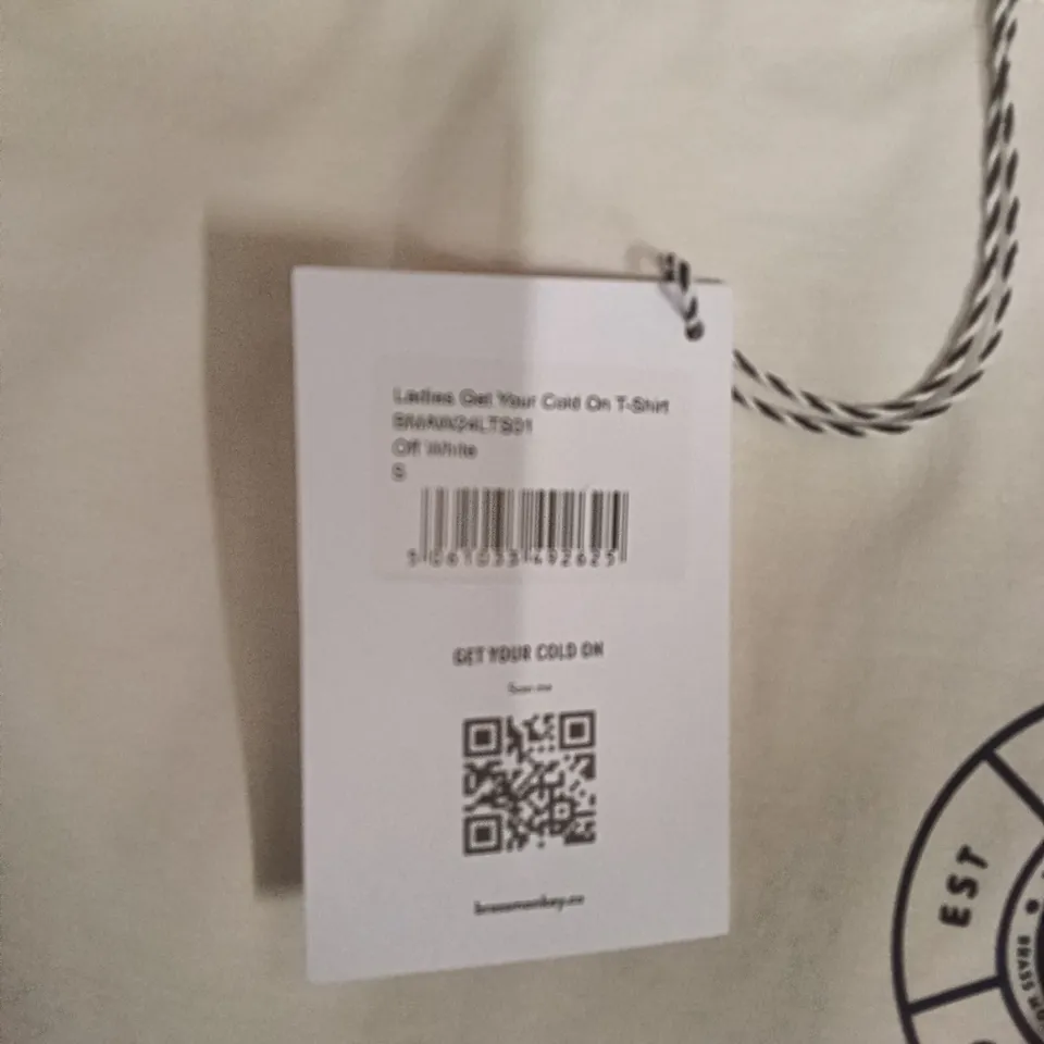 BOX OF BRASS MONKEY T-SHIRTS - OFF WHITE SIZE S APPROXIMATELY 16