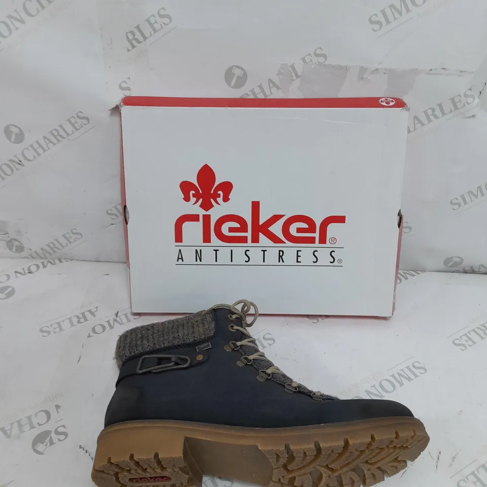 BOXED RIEKER CUFFED WATER RESISTANT LACED HIKING BOOTS SIZE 8 