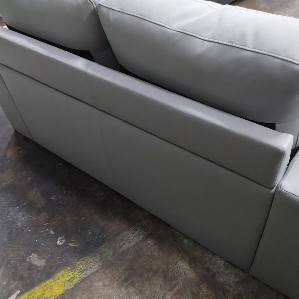 DESIGNER TWO SEATER SOFA GREY LEATHER 