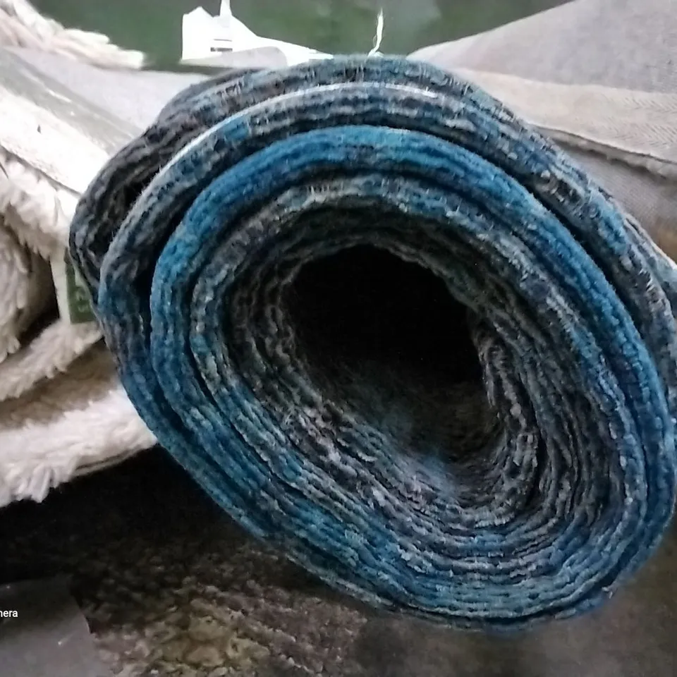 QUALITY LOUIS DE POORTERE JACQUARD FLATWEAVE GREY TURQUOISE RUG 170×240CM