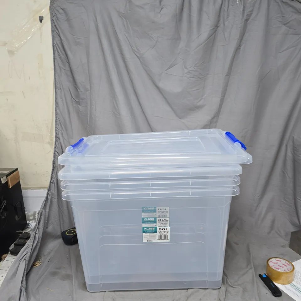 KLASS HOME COLLECTION 80L CLEAR STORAGE BOX WITH CLEAR LID – KL-ST008CL
