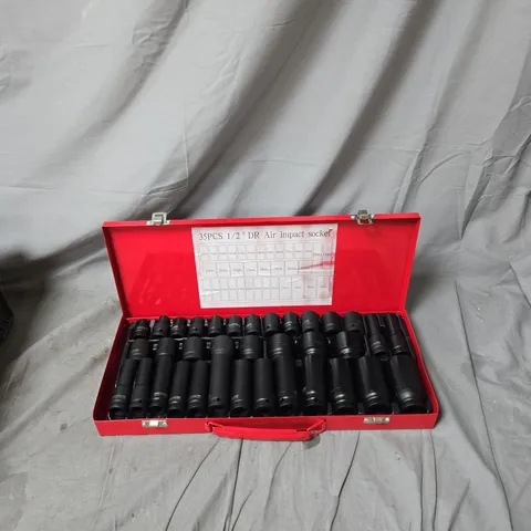 35PC 1/2IN DRIVE AIR IMPACT SOCKET SET IN RED CASE