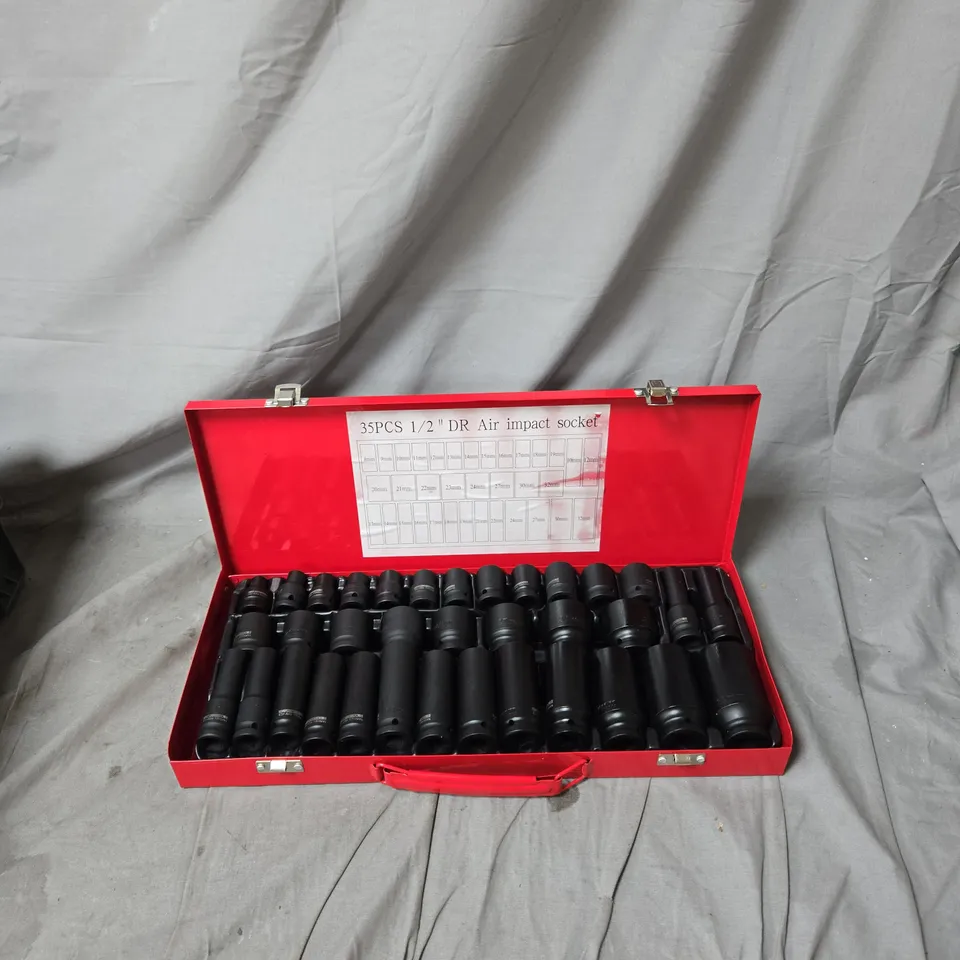 35PC 1/2IN DRIVE AIR IMPACT SOCKET SET IN RED CASE