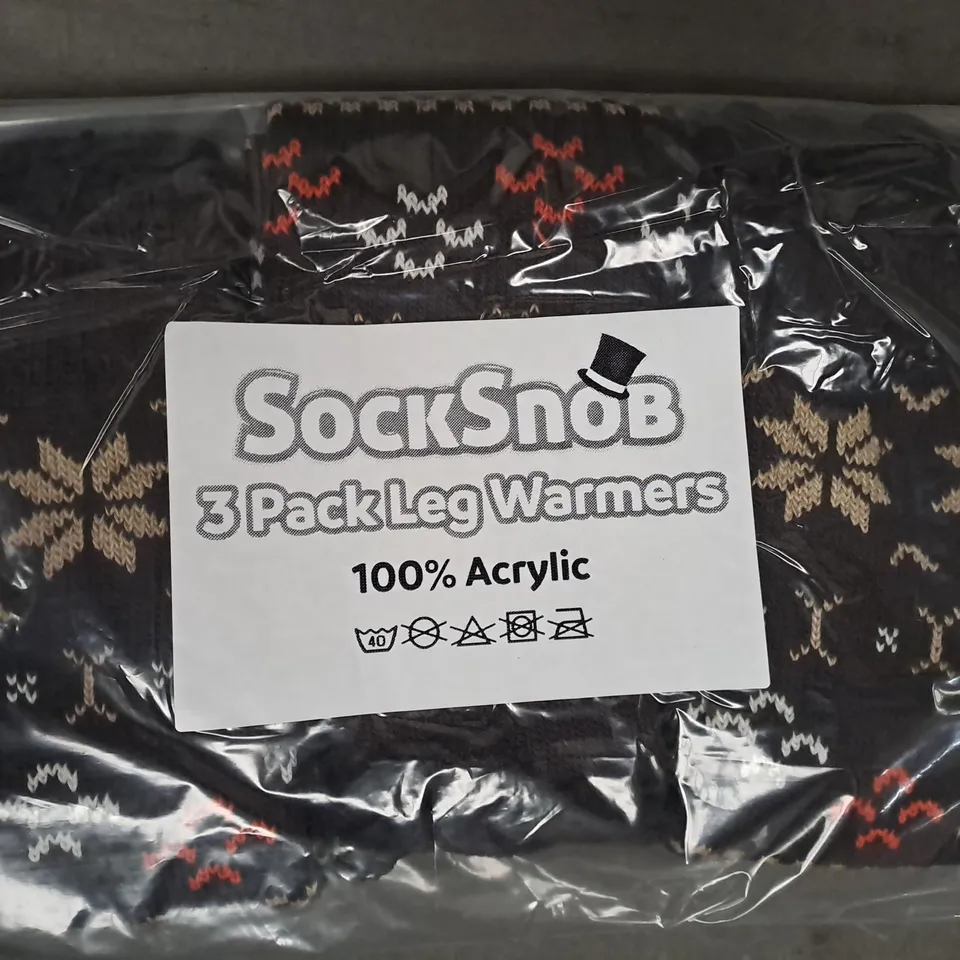 BOX OF APPROXIMATELY 10 ASSORTED SOCK SNOB 3-PACK LEG WARMERS IN BROWN - COLLECTION ONLY