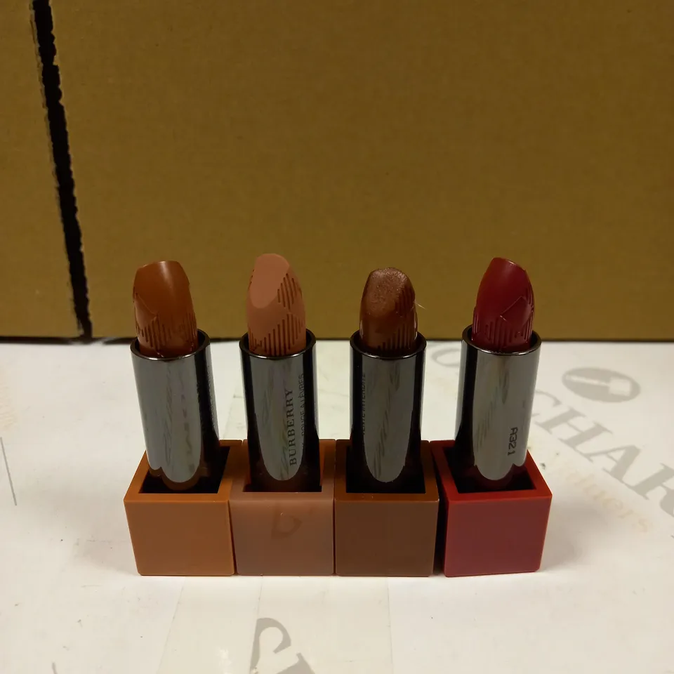 LOT OF 4 BURBERRY LIP COVER STICKS IN VARIOUS COLOURS