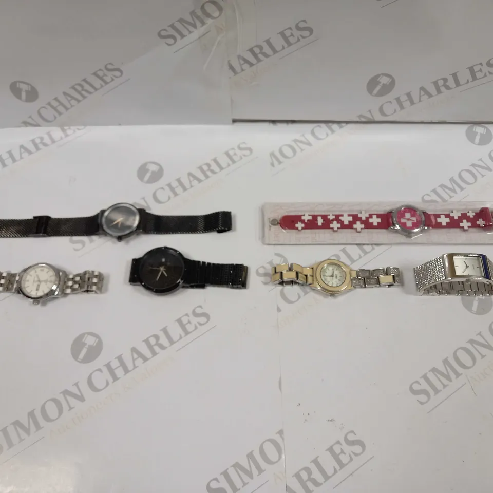 APPROXIMATLEY 6 X ASSORTED WATCHES. BRANDS INCLUDE SEKSY, STORM, MOVADO ETC 
