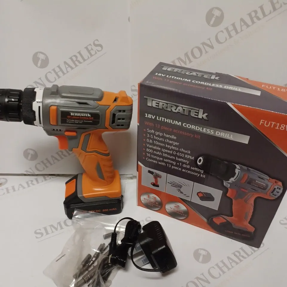 TERRATEK FUT18V01-3 18V LITHIUM CORDLESS DRILL 
