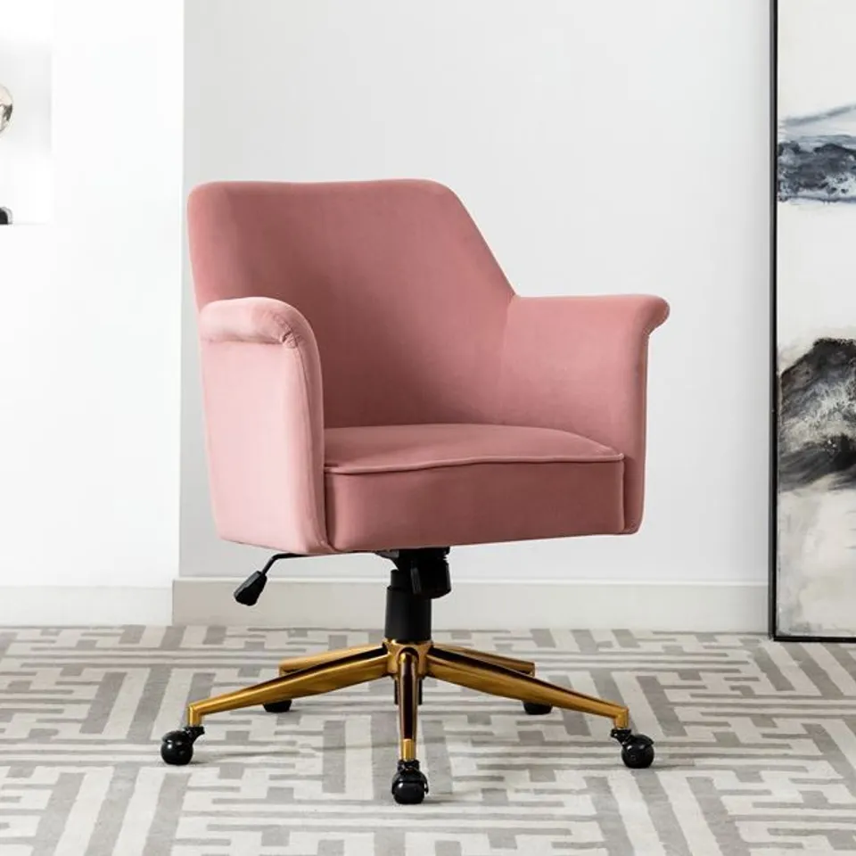BOXED RENE OFFICE CHAIR ROSE VELVET FABRIC (1 BOX)
