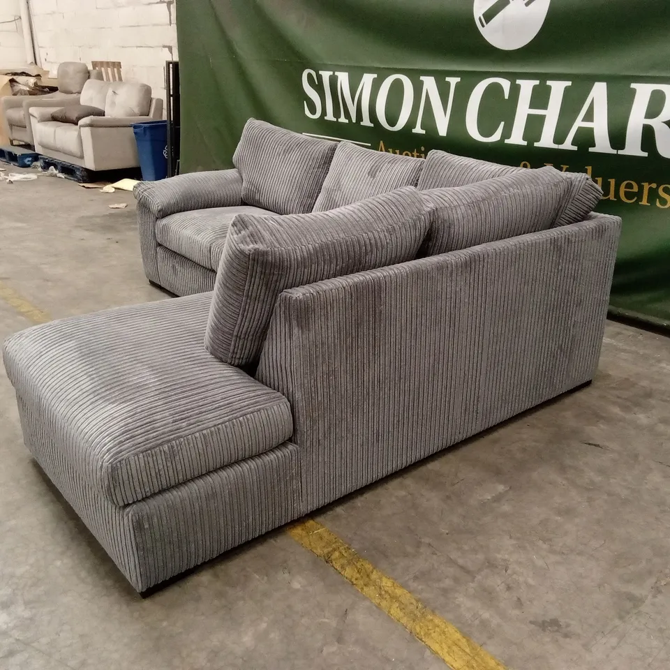 AMALFI STANDARD BACK FABRIC RIGHT HAND CORNER CHAISE SOFA - CHARCOAL RRP £949