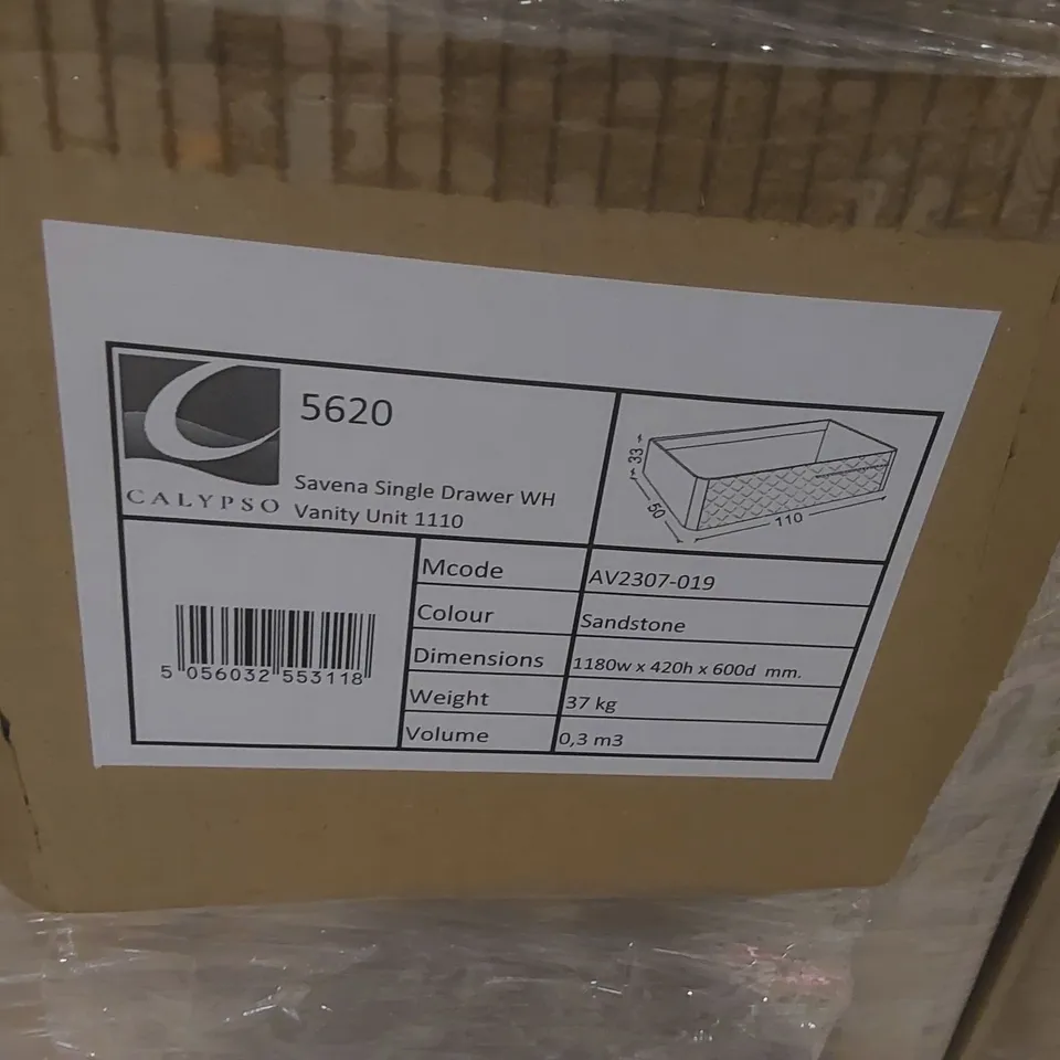 PALLET CONTAINING A LARGE QUANTITY OF ASSORTED BATHROOM FURNITURE PARTS INCLUDING: SAVENA SINGLE DRAWER VANITY BASES, CALYPSO 2 DRAWER CARCASS, CALYPSO LAUNDRY CARCASS ECT