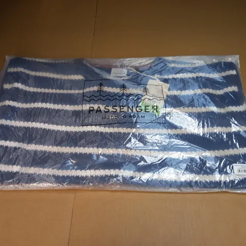 LAKEWOOD ORGANIC COTTON JUMPER IN NAVY STRIPES SIZE XL