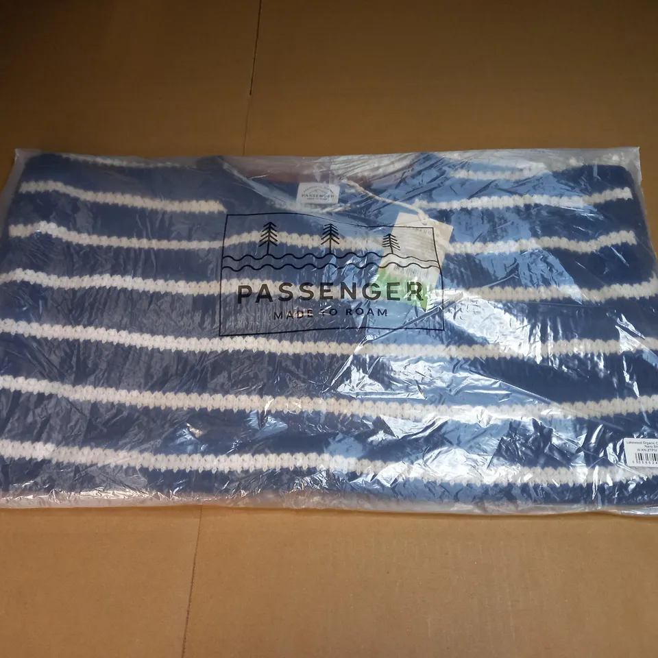 LAKEWOOD ORGANIC COTTON JUMPER IN NAVY STRIPES SIZE XL