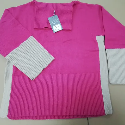 BAM DAWLISH ROLL NECK KNIT JUMPER IN CERISE - M