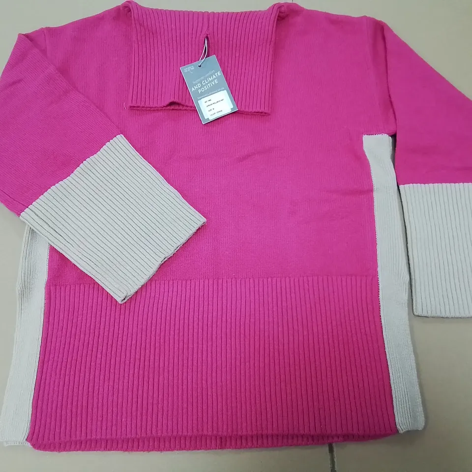 BAM DAWLISH ROLL NECK KNIT JUMPER IN CERISE - M