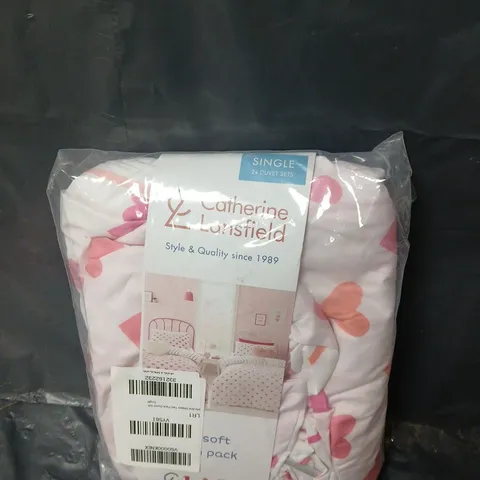 CATHERINE LANSFIELD SET OF 2 DUVET COVERS - PINK HEARTS - SINGLE - NO PILLOWCASES INCLUDED
