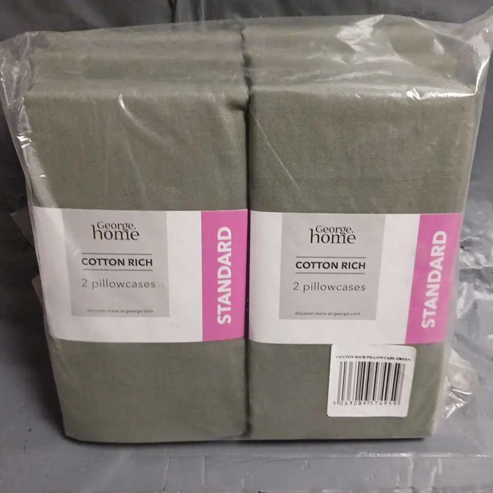 LOT OF 6 BRAND NEW COTTON RICH PILLOWCASE PAIRS IN GREEN