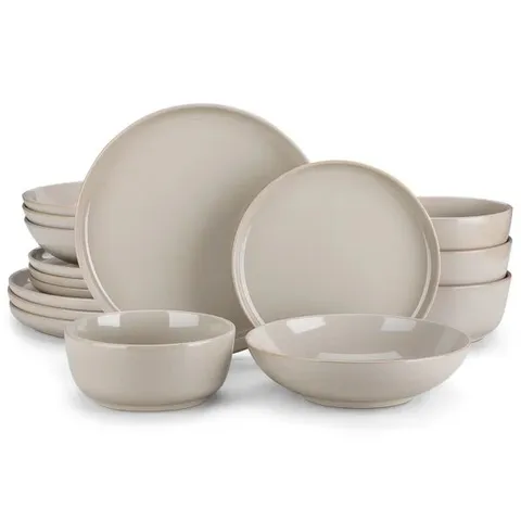BOXED 16 PIECE STONEWARE DINNERWARE SET - SERVICE FOR 4 (1 BOX)