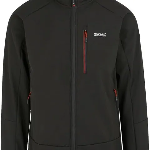 BRAND NEW REGATTA MOUTDALE SOFTSHELL JACKET IN BLACK/RED OCHRE - UK MEDIUM