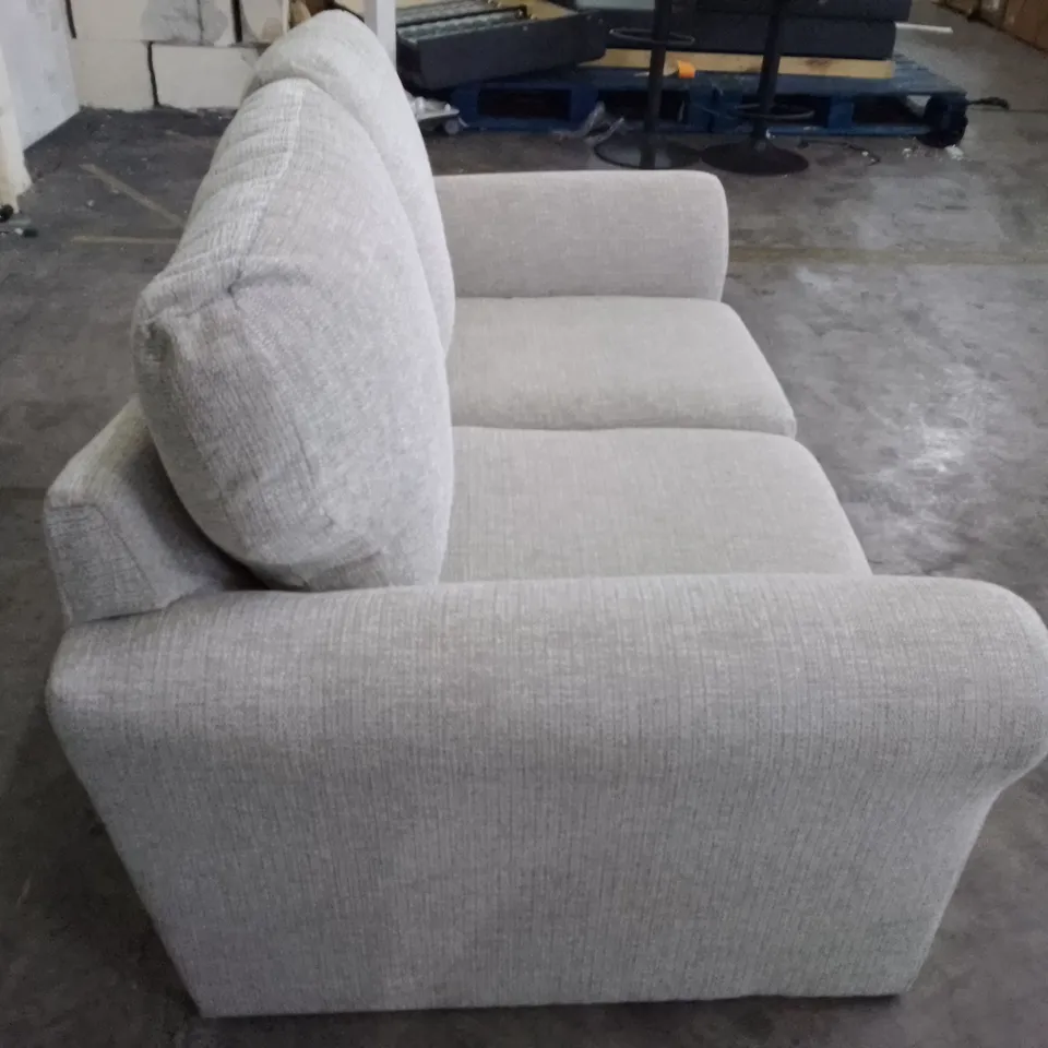 QUALITY DESIGNER 2 SEATER SOFA - LIGHT GREY FABRIC 