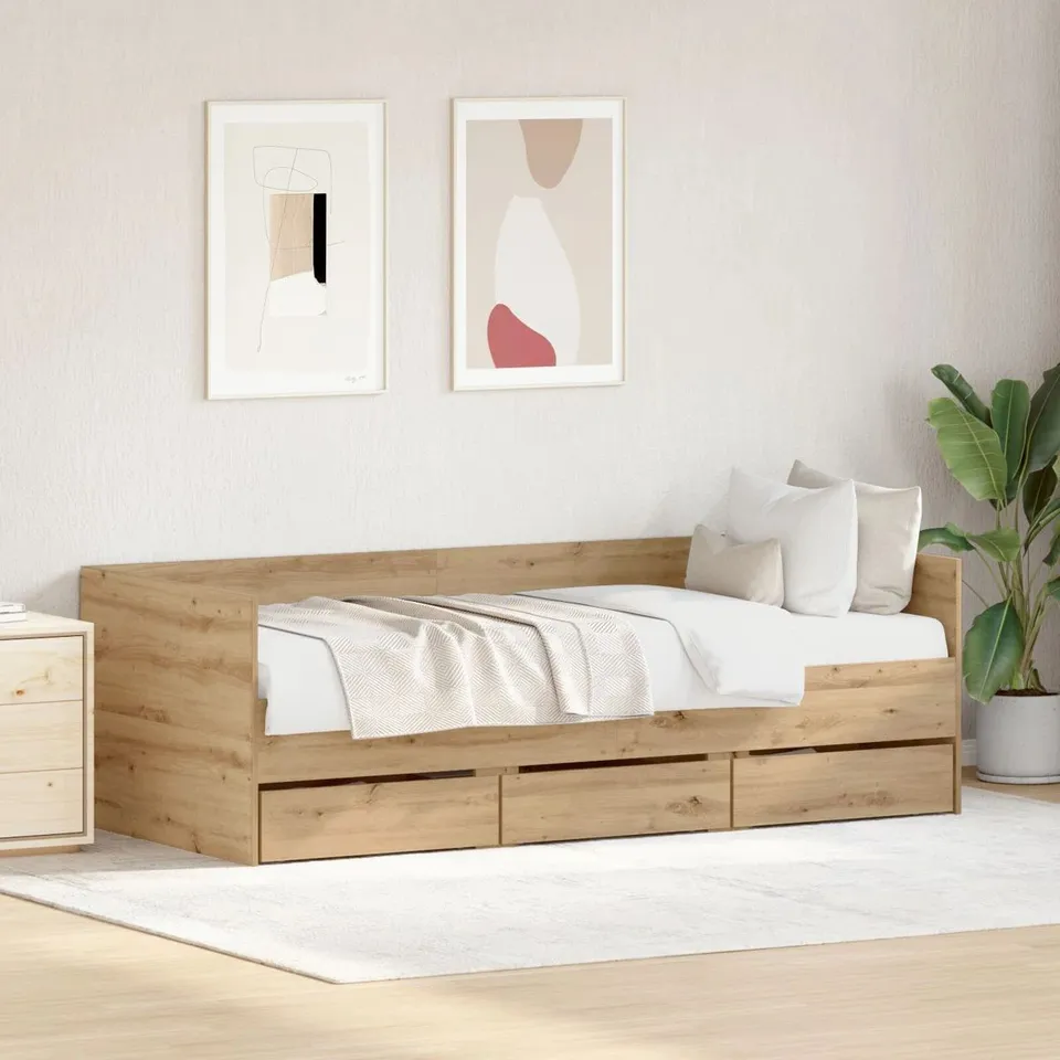 BOXED RUSTIC DAYBED ENGINEERED WOOD  -SINGLE-