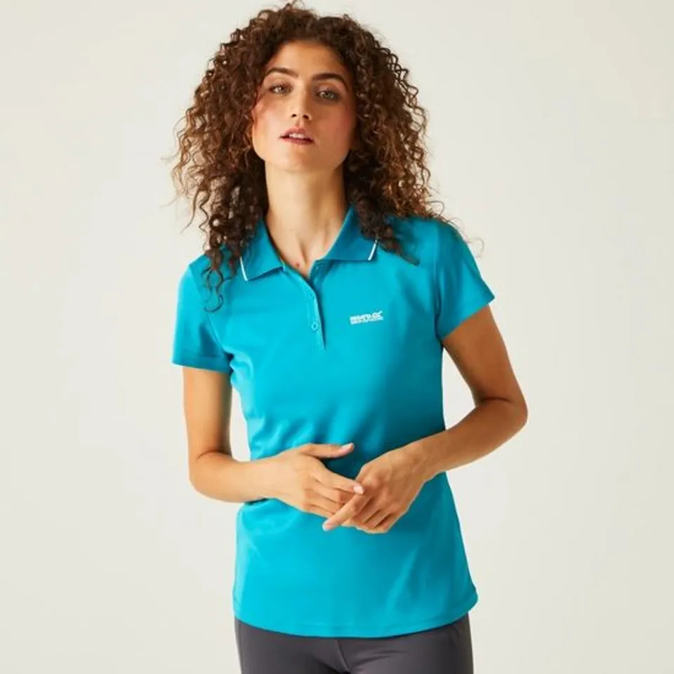 BRAND NEW REGATTA WOMENS MAVERICK V POLO SHIRT IN TURQUOISE - UK 26 