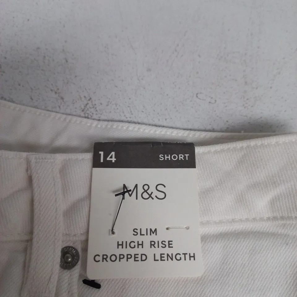 M&S CROPPED SLIM JEANS, UK 14 SHORT, WHITE