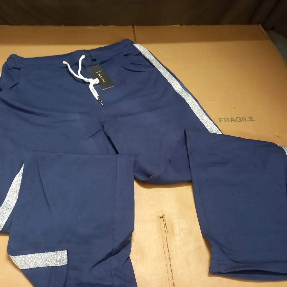 KINTSUGI NAVY LOUNGE WEAR PANTS WITH GLITTER TAPE TRIM - 12